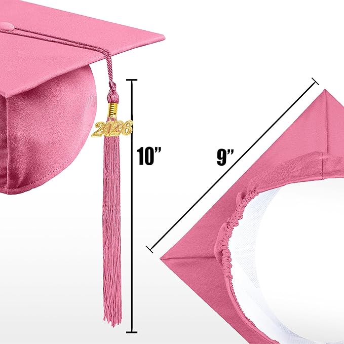 Graduation Cap with 2026 Tassel Year Charm Black Graduation Cap for High School & Bachelor