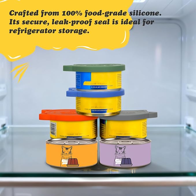 4 Pack Pet Food Can Cover Silicone Food Can Lids,Universal BPA Free, One Fit Most Standard Size Food Cans