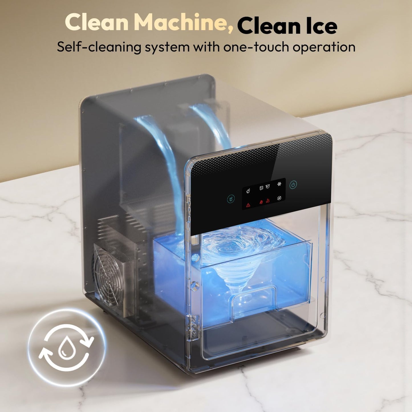 Oylus 2'' Clear Ice Ball Maker – 4 Ice Spheres in 35min, 144 pcs/Day, Auto&Manual Fill, Fast Round Ice Machine with LCD Touch Panel, Self-Cleaning, Home & Bar Maker for Whiskey Parties Gift(Black)