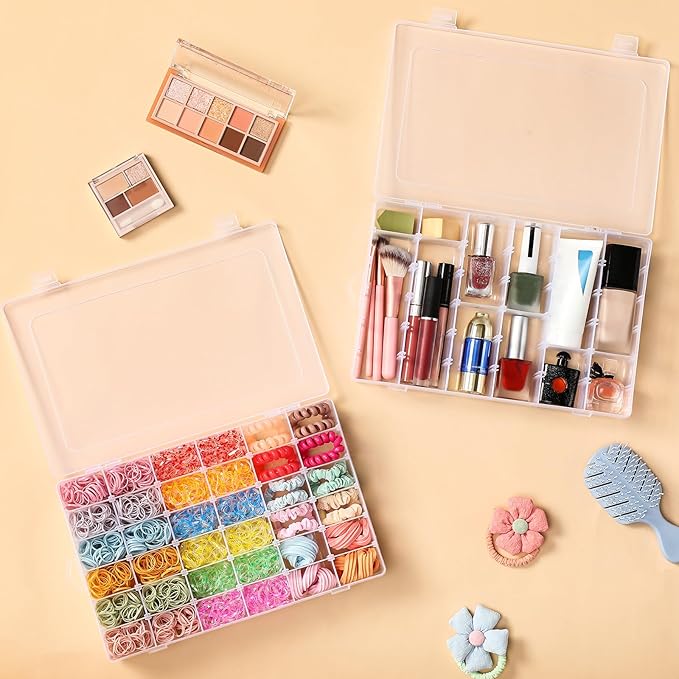 1 Pack 36 Grids Clear Plastic Organizer Box with Adjustable Dividers, Small Craft Organizers and Storage, Compartment Container for Bead, Nail, Jewelry, Art, DIY Crafts, Fishing Tackle, Small Items
