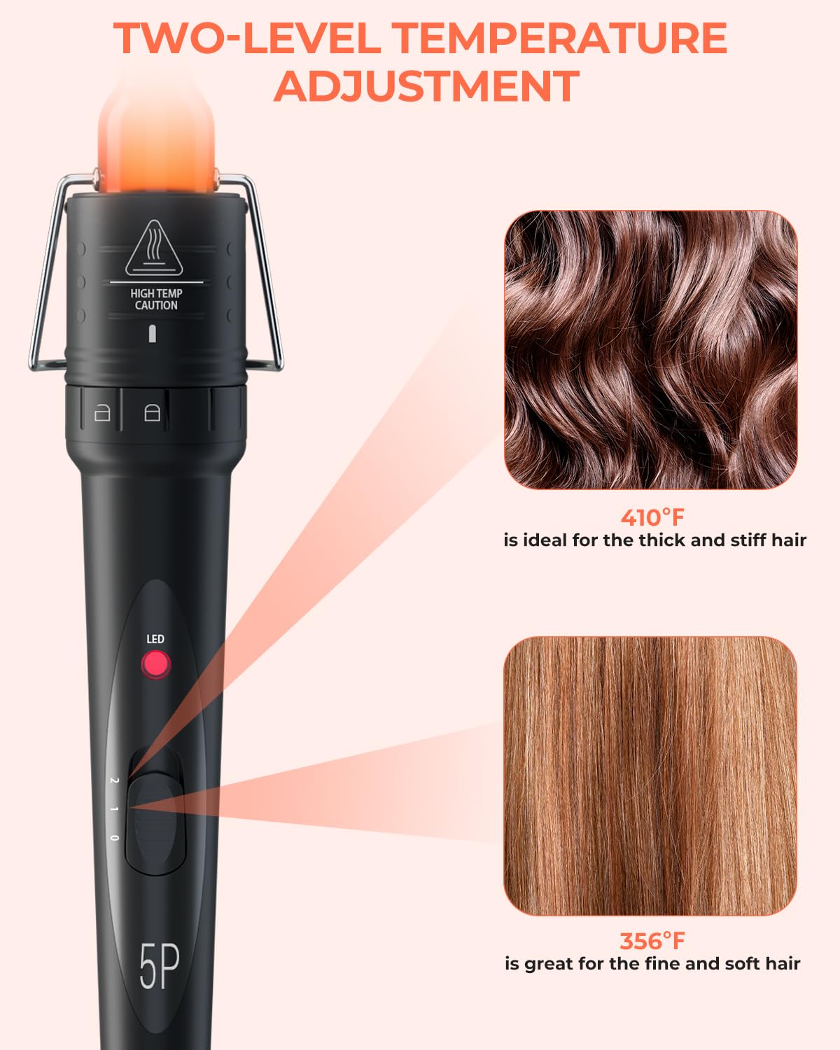 5 in 1 Curling Wand Set: Ohuhu Curling Iron Wand 5Pcs 0.35 to 1.25 Inch Interchangeable Ceramic Barrel Heat Protective Glove 2 Clips Dual Voltage Hair Curler for Girl Women Mother Christmas Gift Black