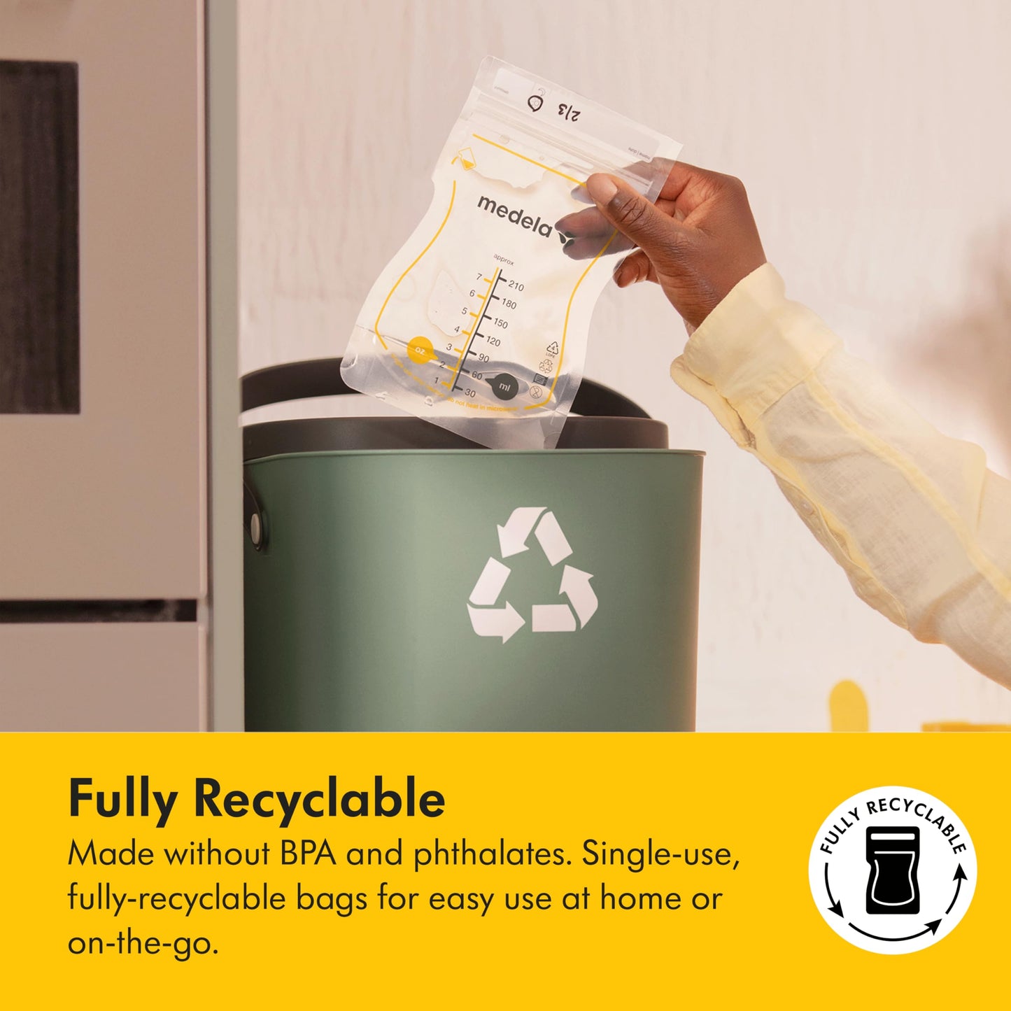 Medela Easy Pour Breastmilk Storage Bags 200 Count 7oz/210ml Disposable, Leakproof, Fast Freeze, Breast Milk Protection Recyclable & BPA Free