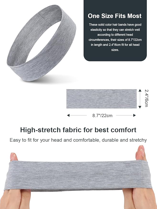 DRESHOW 8 Pack Sports Headbands for Women Non-Slip Stretchy Fashion Hairband Curly Hair Headband Soft Hair Accessories for Daily Wear Workout Yoga Running