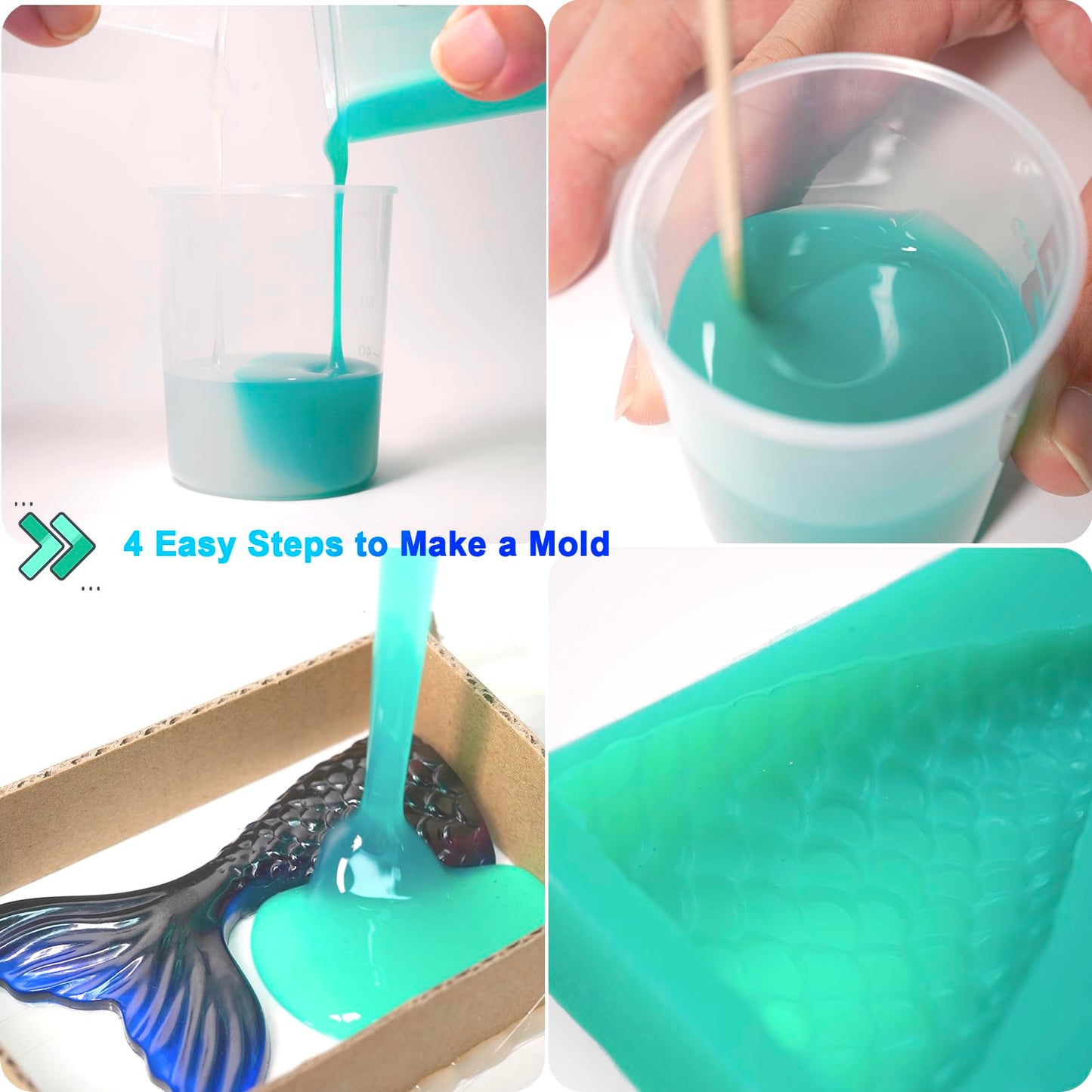 BBDINO Super Elastic Silicone Mold Making Kit 70.56 Oz, Liquid Silicone for Mold Making, Silicon Rubber for Molds Maker 1:1 by Volume Ideal for Casting with Resins | Plaster | Candle | Soap etc.