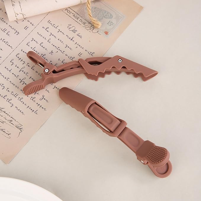 HH&LL Alligator Hair Clips for Styling, Sectioning, Neutral Matte Nonslip Crocodile Clip for Women of Thin Thick Curly Hair 10 Count (Pack of 1)