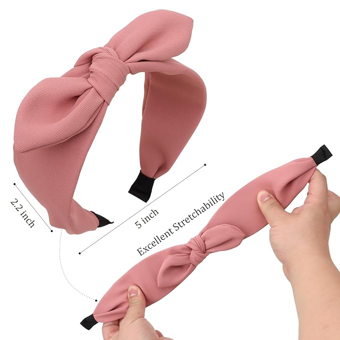 Jaciya Headbands for Women Wide Knotted Headband with Bow for Girls Hair Accessories Bunny Ears Head Band