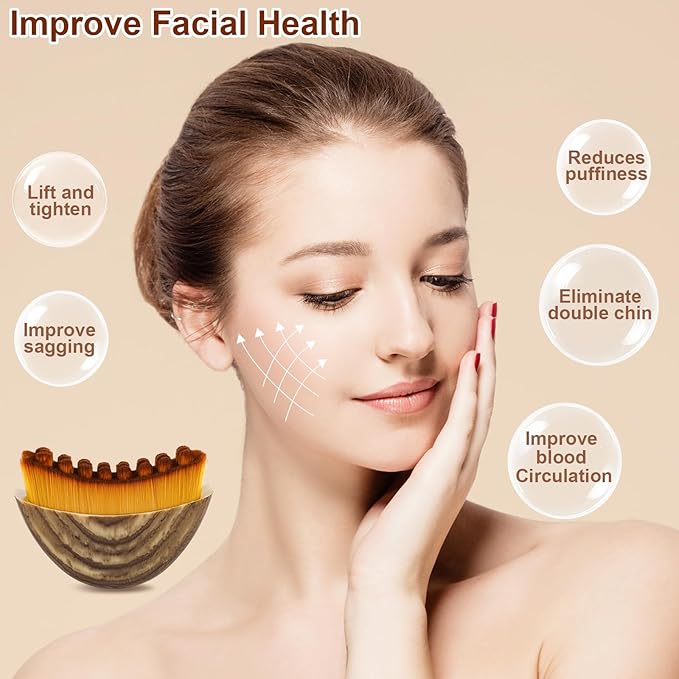 New Lymphatic Contour Face Brush, Contour Face Brush Lymphatic Drainage Massager, Ergonomically Designed to Fit The Skin Precisely, Suitable for All Skin Types(3PCS)