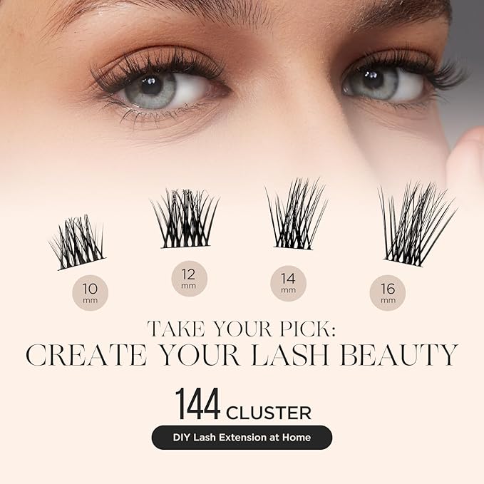 PopUp Cluster Lashes Wispy Lash Clusters Soft D Curl Eyelash Clusters Russian Lashes Clusters DIY Eyelash Extensions at Home,Thin Bank 9-18mm MIX (705)