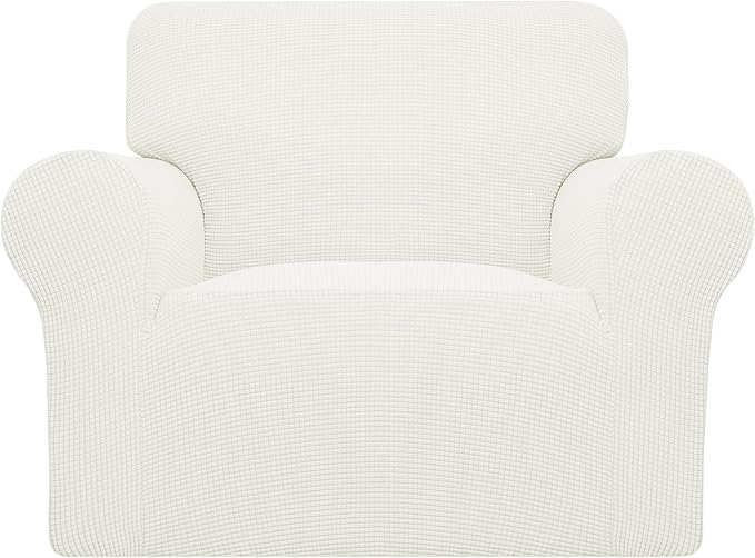 Easy-Going Stretch Oversized Chair Sofa Slipcover 1-Piece Couch Sofa Cover Furniture Protector Soft with Elastic Bottom for Kids Spandex Jacquard Fabric Small Checks Cream