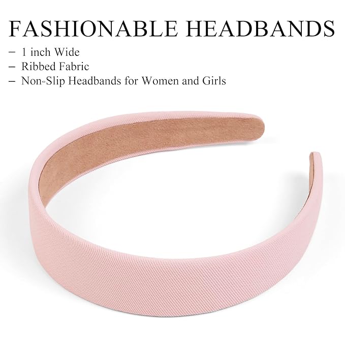 Huachi Headbands for Women Non Slip Trendy Valentine's Day Women's1 inch Wide Cute Headbands for Girls, Pink Head Bands Elastic Hair Bands for Women's Fashion Women Hair Accessories