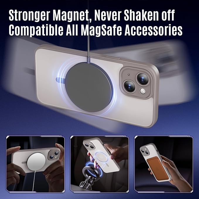 Designed for iPhone 14 Case, Compatible with MagSafe, with Privacy Screen Protectors X2, [Camera Protection] [15FT Military Drop Protection] Shockproof Phone Case, 6.1", Natural Titanium