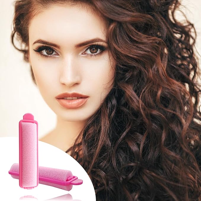44 Pcs Foam Sponge Hair Rollers Set 0.59 Inch Flexible Hair Styling Sponge Curler Soft Sleeping Hair Curlers and Stainless Steel Rat Tail Comb Pintail for Hairdressing Styling(Pink)
