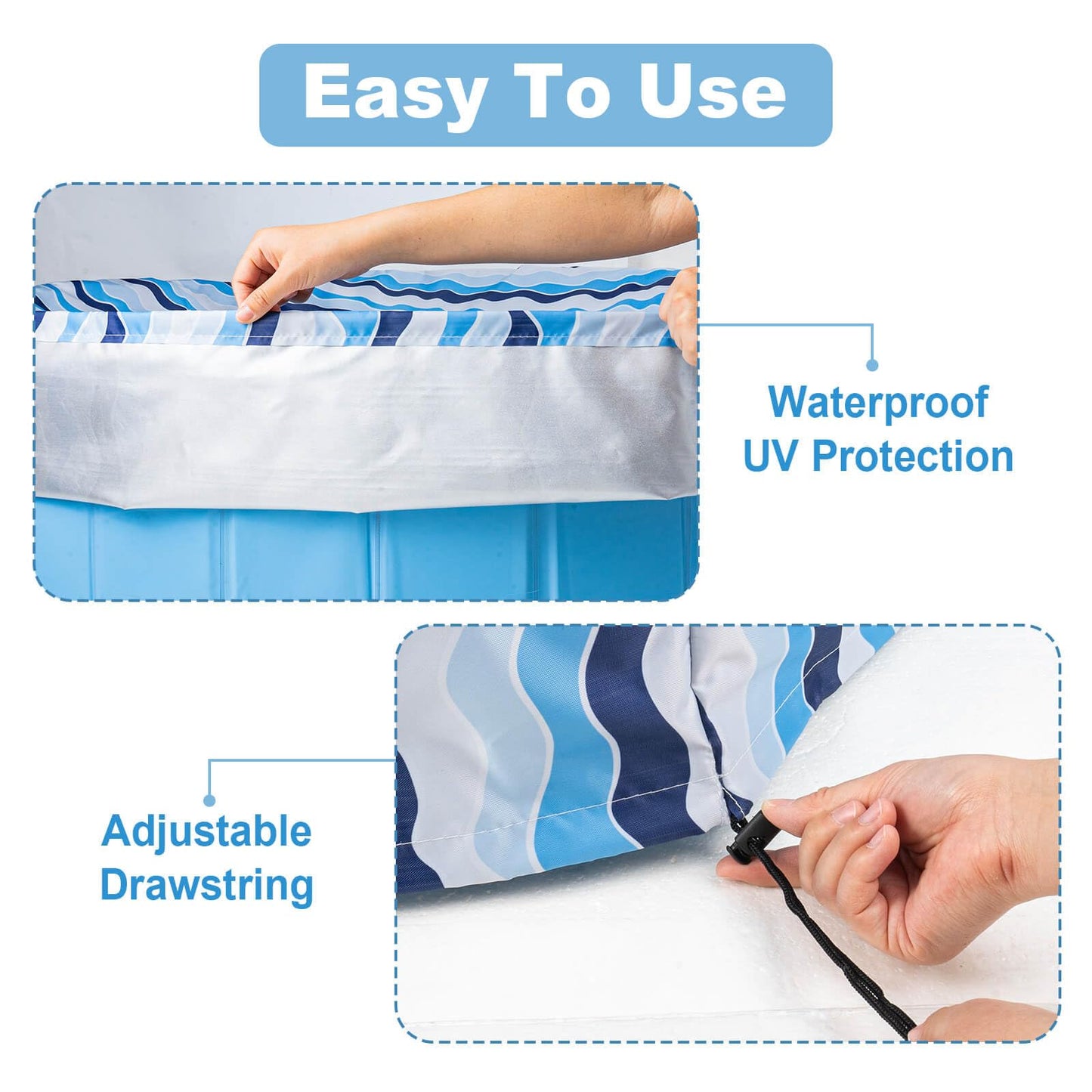 Ladadee Foldable Dog Pool Cover – Waterproof Round Pet Dog Kiddie Bath Tub Lid Cover, Fit for 32/48/63 Inch Pools, Outdoor Portable Puppy Pool Accessories with Drawstring