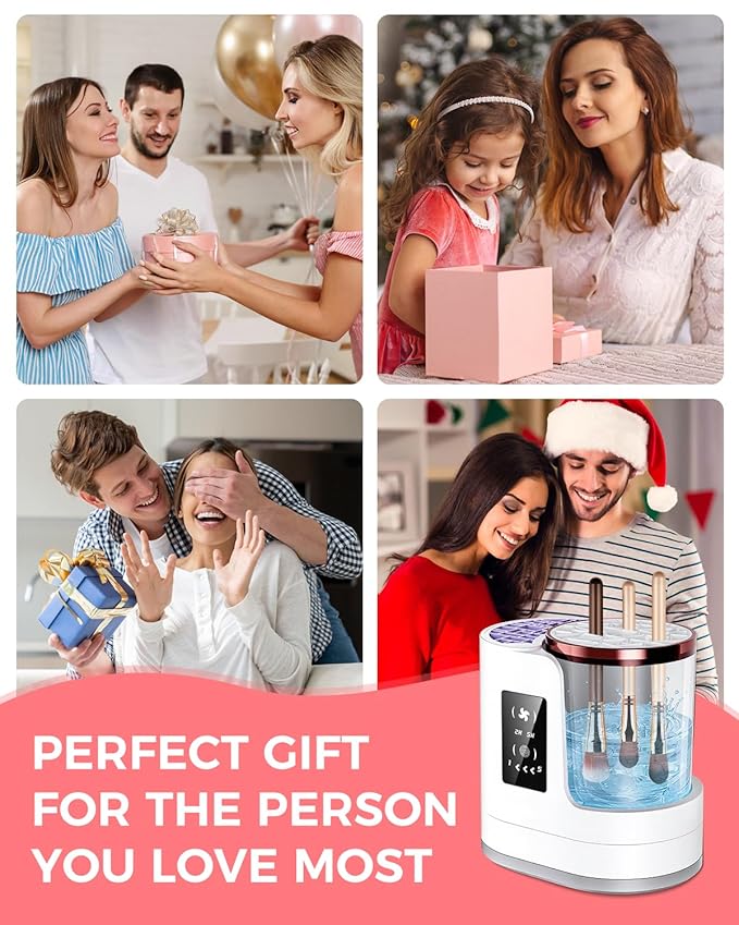 Electric Makeup Brush Cleaner Machine with Automatic Cleaning and Drying Functions Portable Makeup Brush Cleaner for All Size of Makeup Brushes Gifts for Makeup Lovers