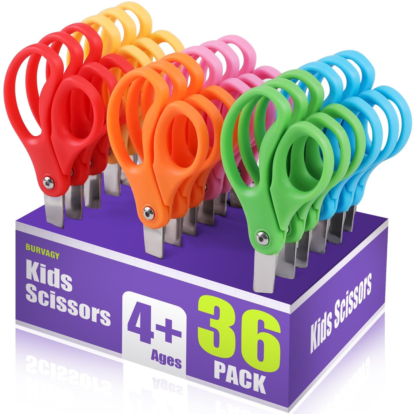36 Packs Kids Scissors, Scissors for School, Safety Blunt Tip 5 Inch School Student Blunt Tip Kids Craft Safety Comfort Grip for Children Cutting Paper