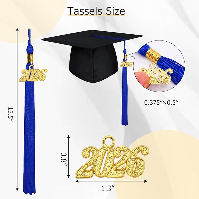 GraduationMall Single&Multiple Color Graduation Tassel with 2026 Year Charm 9"