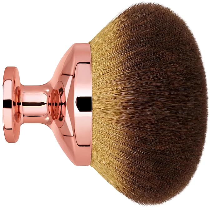 Extra Large Body Makeup Brush For Self Tanner, Leg Makeup &Bronzer Blend,3.6inch Wide-headed Kabuki Brush Provides More Even&Pretty Application, Oval Face&Back Makeup Brush, Wet&Dry Use-Pink Rose Gold