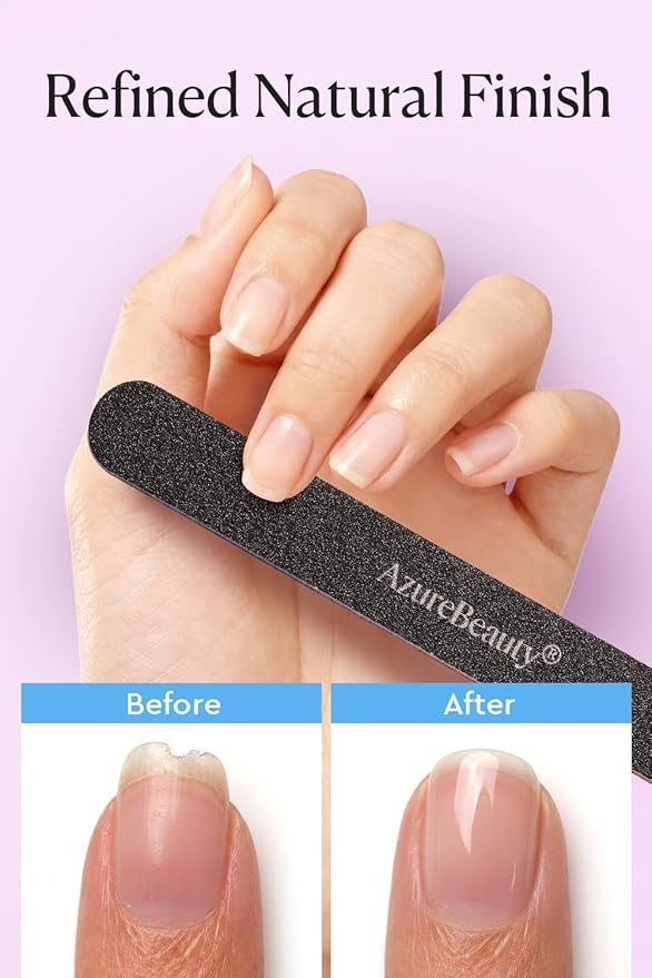 AZUREBEAUTY Nail Files and Buffers, Professional Nail Supplies, Nail Files for Natural Nails, Rectangular Nail Buffer Block for Polishing Filing, and Nail Care, 100/180 Grit 12 pcs Manicure Tools Kit