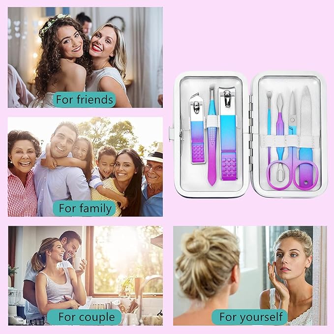 Manicure Set Nail Clipper Set Women Men Travel Manicure Kit Nail Clipper Kit Personal Care Tools with Case Fingernail Clippers Manicure Pedicure Tools Grooming Kit Gifts for Women Men Teens Family