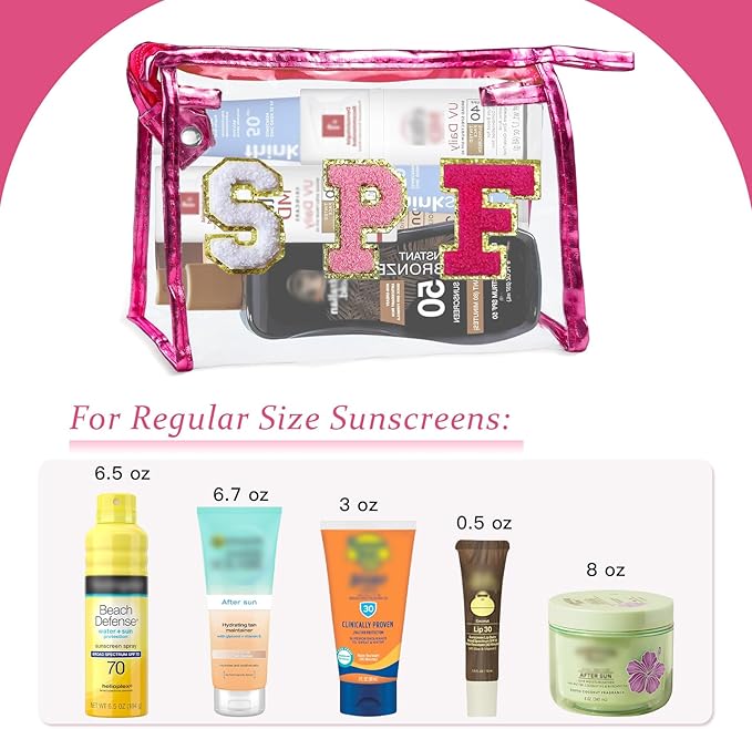 COSHAYSOO Sunscreen Bag Clear Makeup Toiletry Pouch Beach Vacation Essentials for Women Teen Girls Easter Basket Stuffers Gifts Summer Pool Travel Must Have Accessories Waterproof Stuff