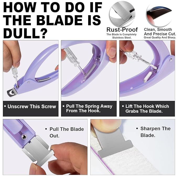 Light Purple Nail Clippers with Magnets Sizers for Acrylic Nails, Artificial Fake Nail False Nail Tip Cutter Trimmer Manicure Pedicure Sharp Blade Clip Tool For Salon Home Art Beauty