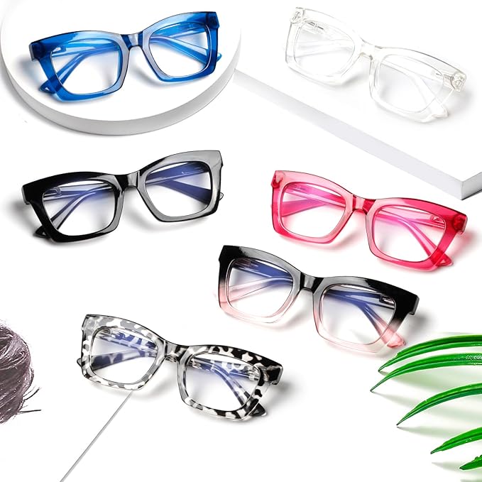6 Pack Reading Glasses for Women Blue Light Blocking Computer Square Readers with Spring Hinge (Mix Color, 1.50, x)