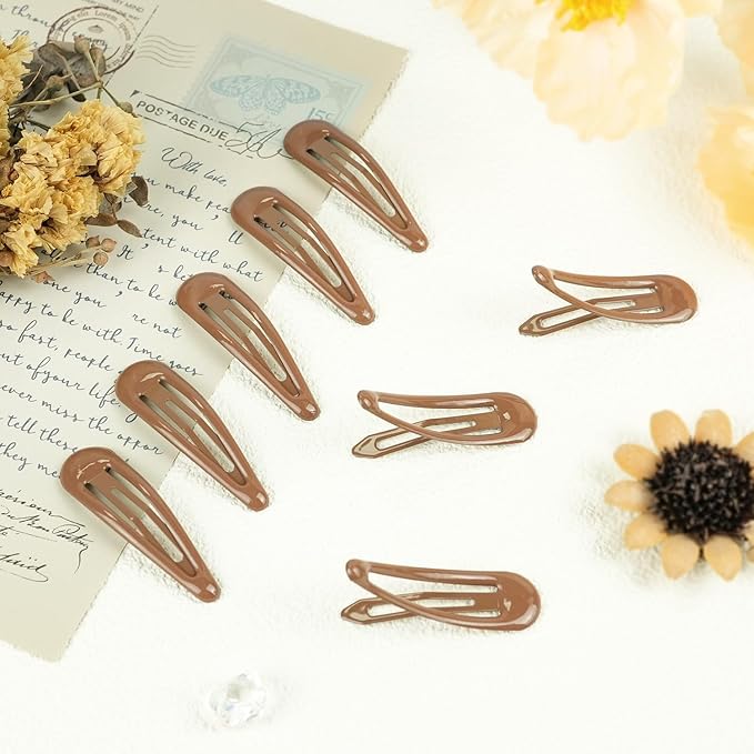 40pcs Snap Hair Clips, 2'' Hair Clip, Non-slip Brown Hairpin Accessories for Women Girls, Metal Barrettes for Styling, Brown