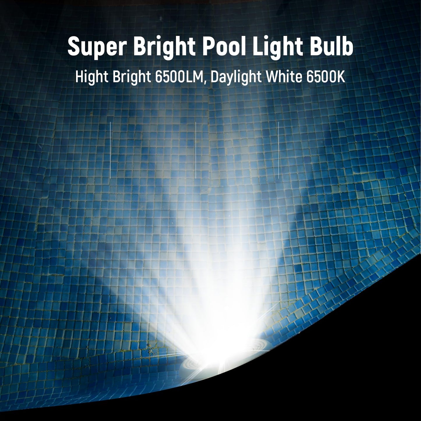HYMIOR LED Pool Light for Inground Pool 120V 65W PRO, White Light 6500K with 6500lm High Brightness, Replace 300-800W Halogen Light