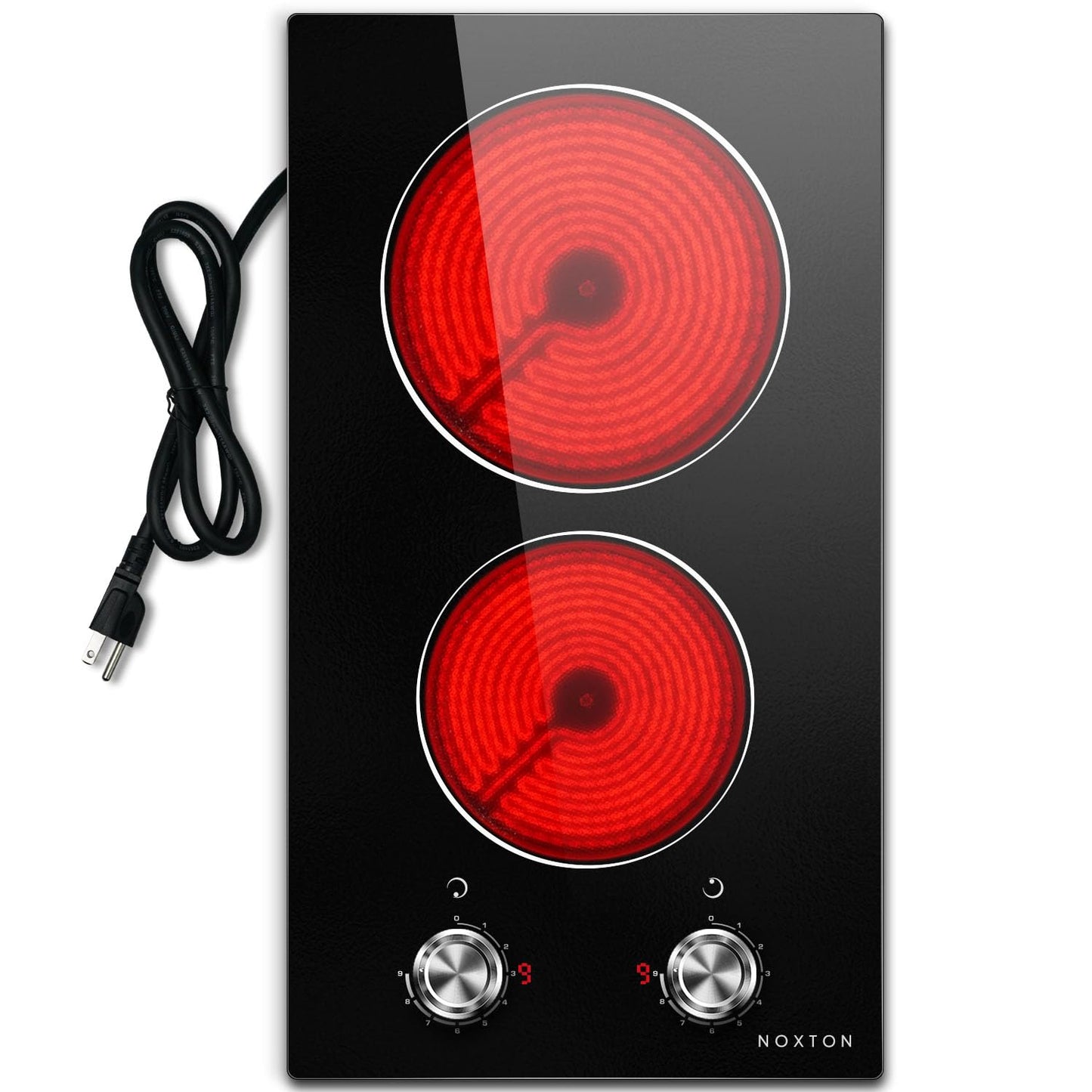 Noxton 24 Inch Electric Cooktop 4 Burners, Built in Electric stove top, Sensor Touch Ceramic Cooktop with Safety Lock, Timer, 6000W 240V (No Plug)
