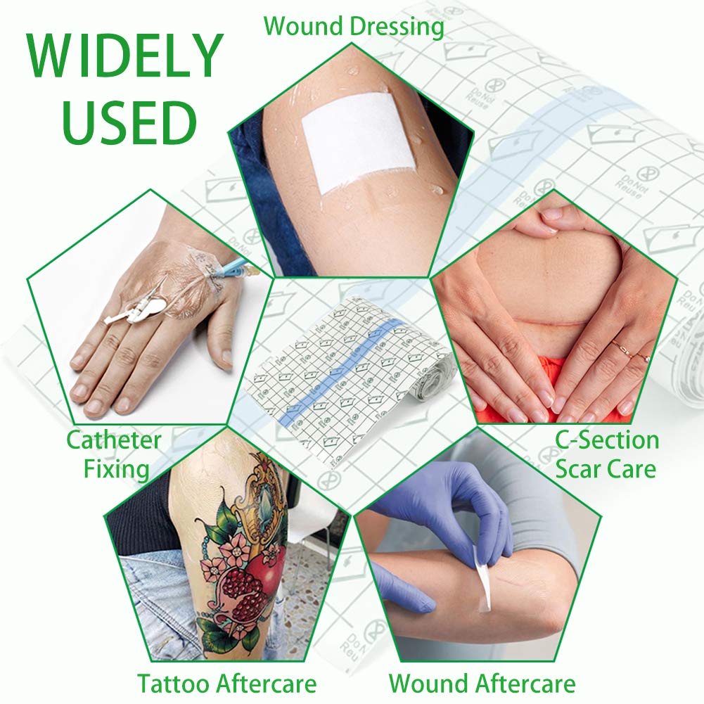 Tattoo Aftercare Bandage Roll 8" x 2 Yard - Waterproof Transparent Film for Tattoos Initial Healing and Skin Repair Adhesive Tattoo Supply Wrap