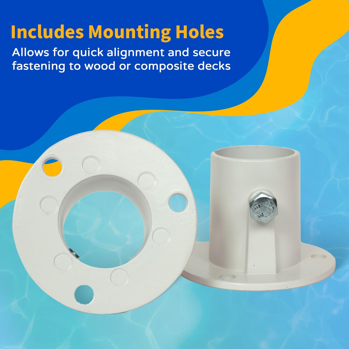 Blue Wave NE1228PR Aluminum Deck Flanges for Above Ground Pool Ladder - Pair
