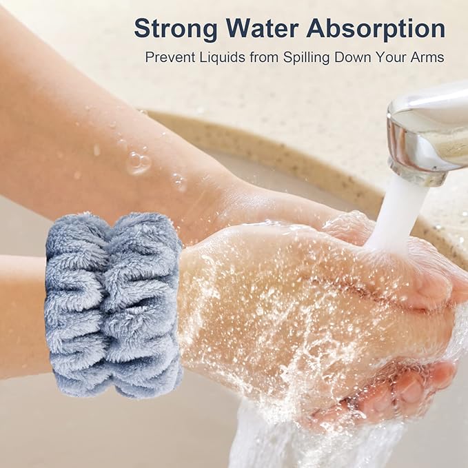 2 Pcs Wrist Bands for Washing Face-Dorbetar, Microfiber Wrist Towels for Washing Face, Spa Wristbands for Washing Face, Face Wash Wristbands, Arm Bands for Washing Face for Woman and Children