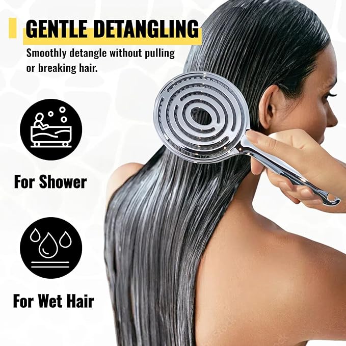 Vented Hair Brush Wet Dry HairBrush for Quick Flat Blow Drying with Natural Boar Bristles Elastic Scalp Massage Brushes Double Layer Design for Smooth HairÃ¯Â¼ÂChrome SilverÃ¯Â¼Â