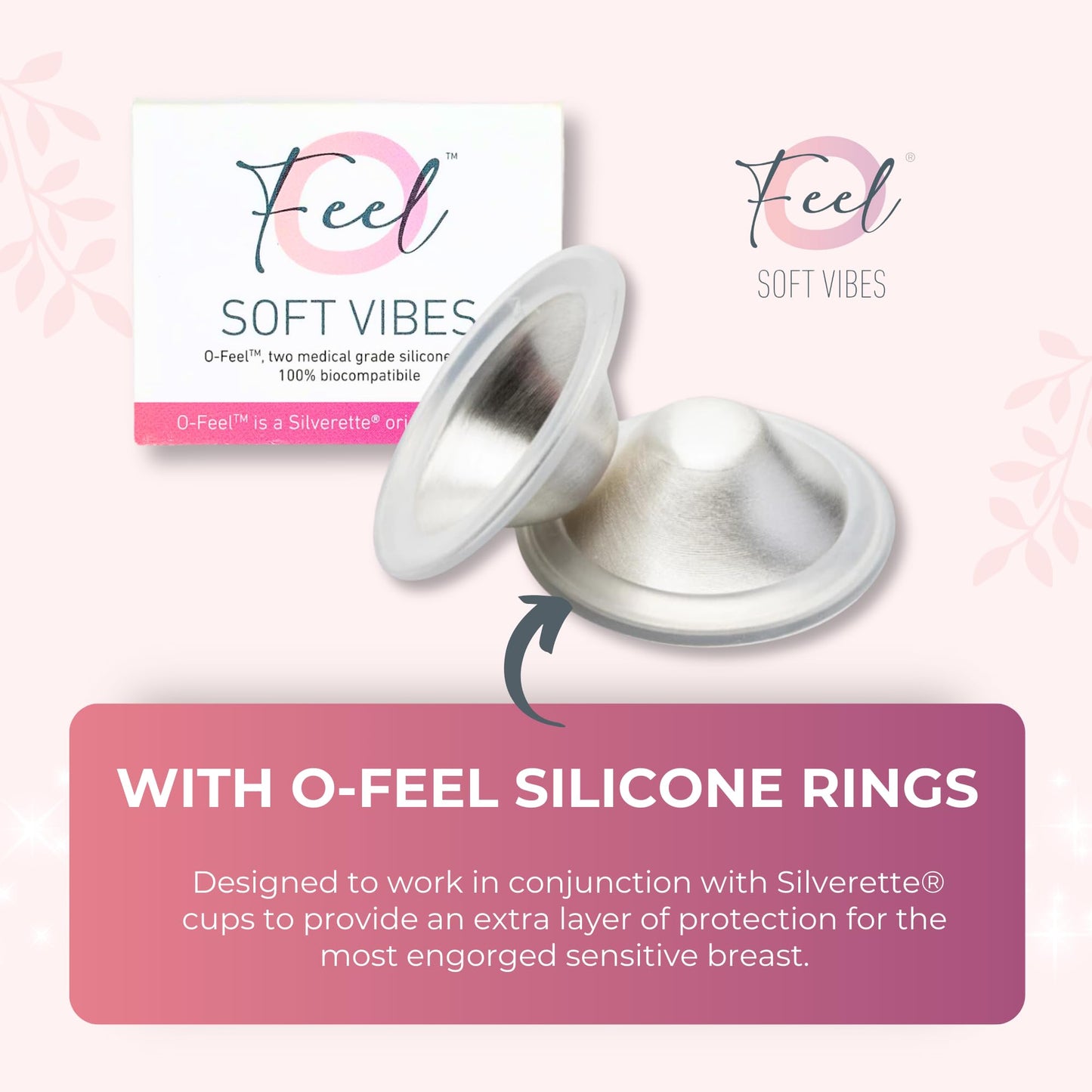 SILVERETTE The Original Silver Nursing Cups, Nipple Covers for Breastfeeding Essentials, Pure 925 Silver Nipple Shields for Breastfeeding Newborn, XL Size with O-Feel Silicone Rings