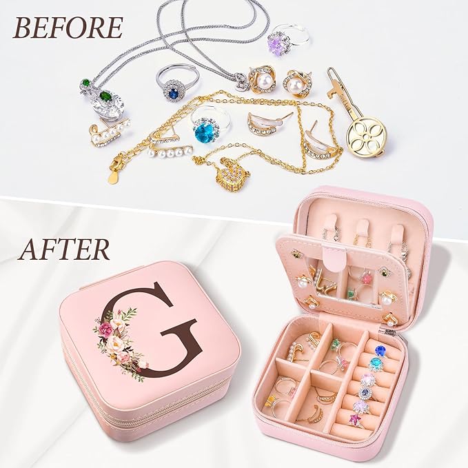 Christmas Stocking Stuffers for Women, Travel Jewelry Case Box Organizer Personalized Gifts, Fashion Travel Essentials Trendy Stuff for Teen Girls