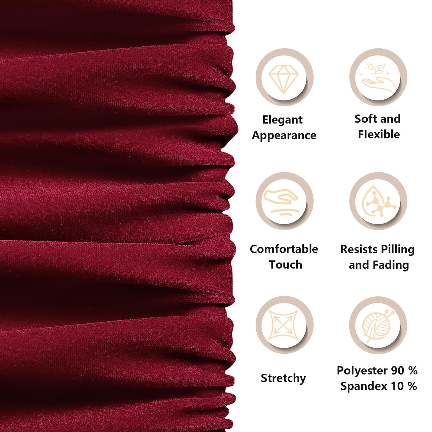 KKJIAF Burgundy Stretch Velvet Fabric 60 Inch Wide, 2 Yard Soft Stretchy Fabric for Sewing Clothes, Apparel, Costume, Crafts - 90% Polyester 10% Spandex