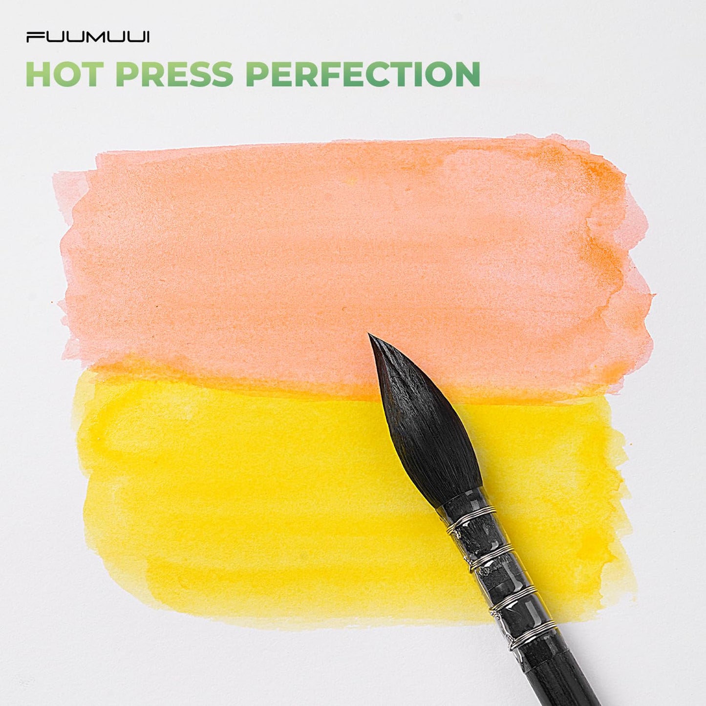 Fuumuui Watercolor Paper Block 9x12 Inch, Smooth Surface 100% Cotton Watercolor Paper, 22 Sheets, 140lb/300gsm, Hot Press, Acid-Free, Art Paper for Painting & Drawing, Wet, Mixed Media