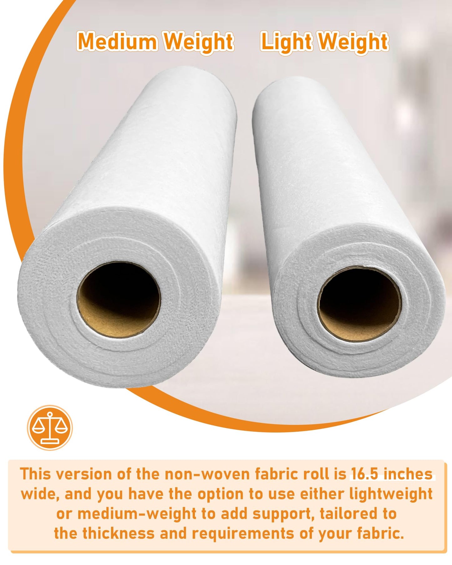 PLANTIONAL Light Weight White Iron-On Non-Woven Fusible Interfacing: 16.5" x 30yds Light Weight Non-Woven Interfacing Iron On Polyester Single-Sided Interfacing for DIY Crafts Supplies