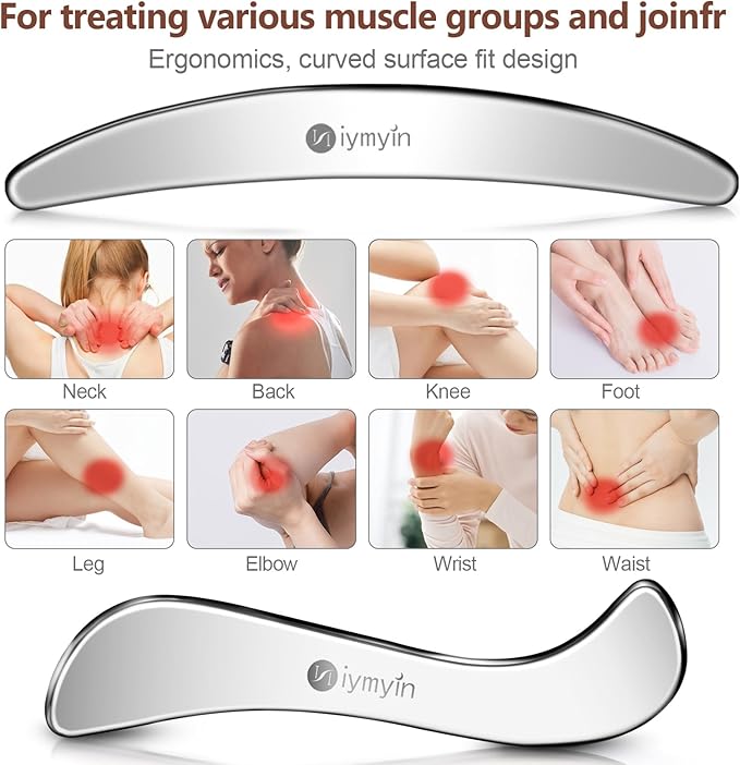 5-in-1 Stainless Steel Muscle & Fascia Scraper Tool Set, For Body Skin Massage and Sore Muscles, Myofascial, Iastm Tools, Soft Tissue Mobilization Tools, Full Body Gua Sha Kit, Great Gift Idea for Her