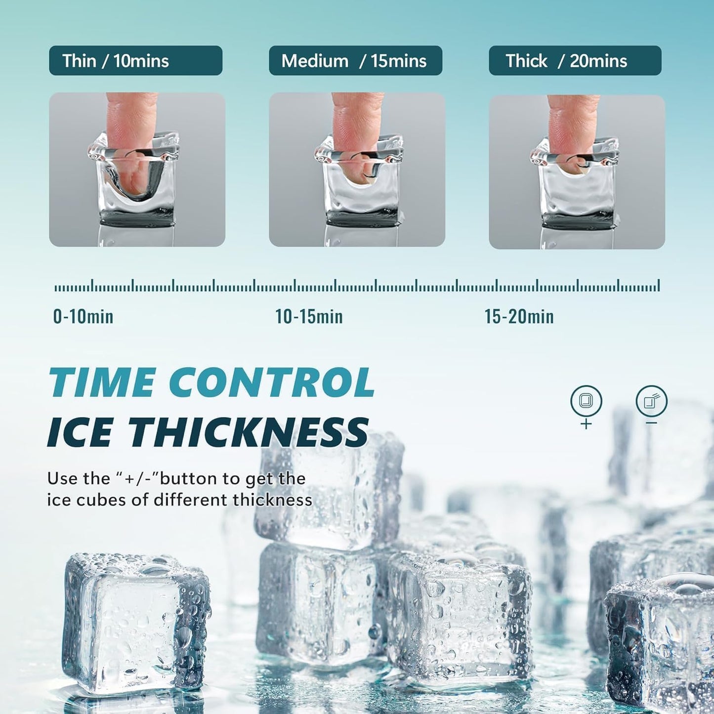 EUHOMY Ice Cube Maker Machine Countertop, 2 Ways to Add Water, 45Lbs/Day 24 Pcs Ready in 13 Mins, Auto-Cleaning Portable Compact, with Ice Scoop & Basket, Perfect for Home/Kitchen/Office/Bar (Silver)