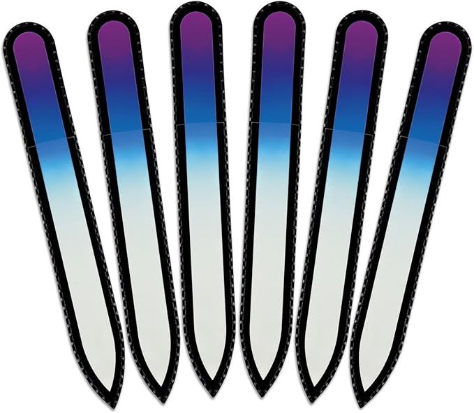 Mont Bleu Rainbow Crystal Nail File in Black Pouch - Czech Tempered Glass - Handmade in Bohemia (Czech Republic)