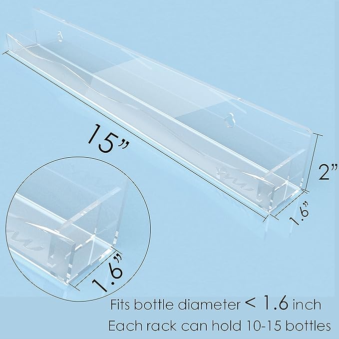 YMVV Clear Acrylic Nail Polish Rack Wall Mounted Shelf,6 Pack Organizer with Unique Wavy Lines,Nail Supplies for Techs,Great Display Salons Retailers