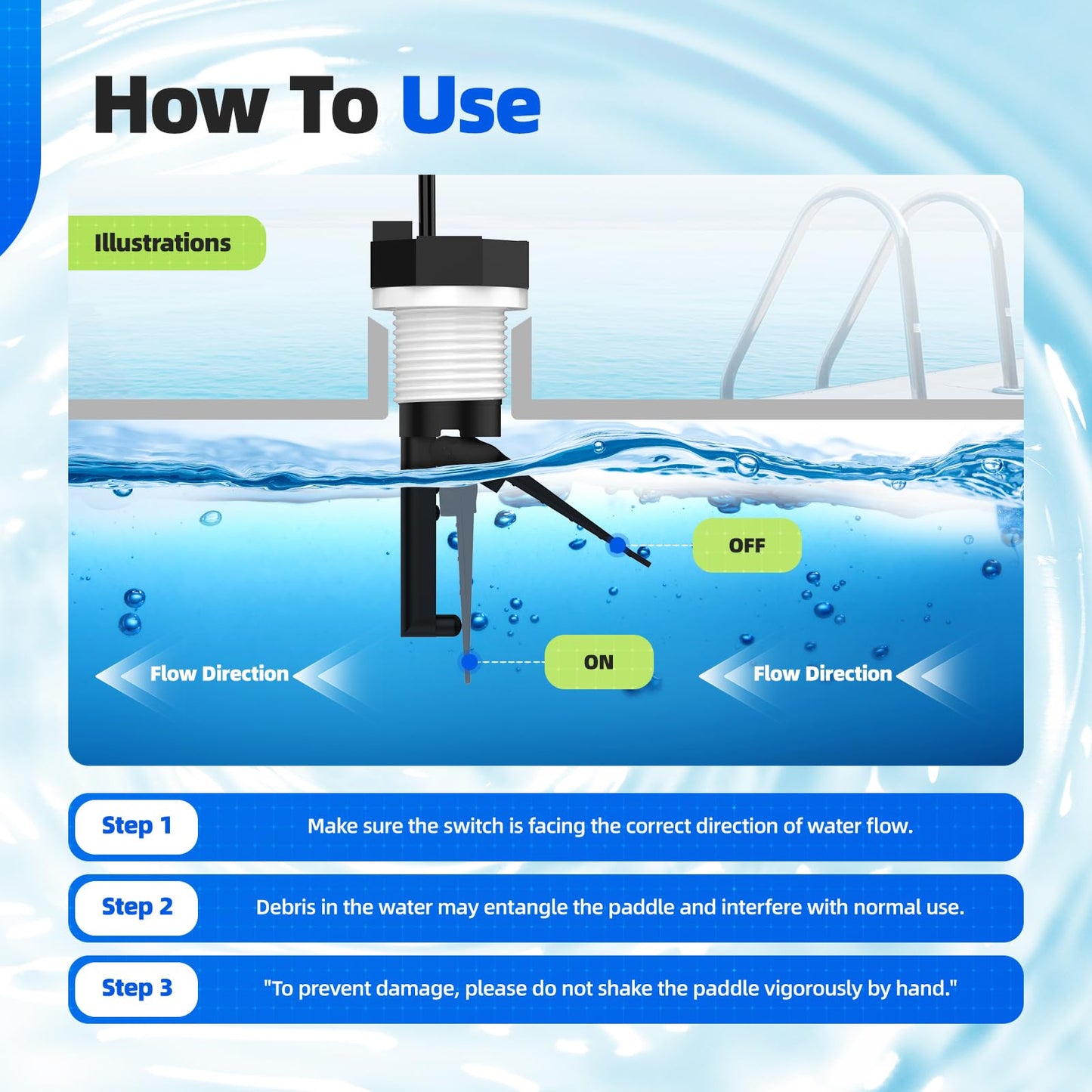 Hoodutric Flow Switch, GLX-FLO-RP for Hayward Goldline Aquarite Salt System Pool Flow Sensor Suitable Aqua Rite Swimming Pool Salt Cell System Assembly with Tee and 15ft Cable