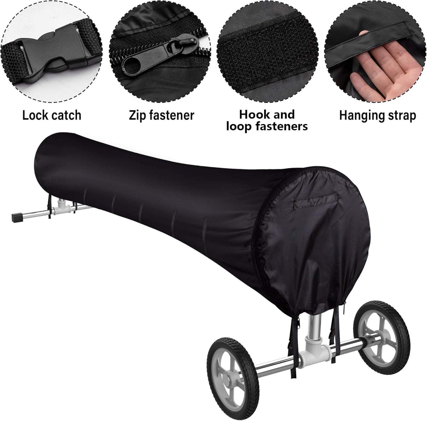 Tlswshsy Swimming Pool Solar Reel Cover, 18FT Pool Solar Protective Blanket Reel Cover, Waterproof Winter Reel Blanket Covers for Inground Pools