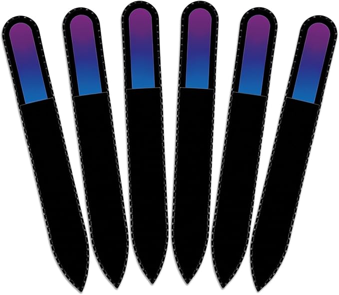 Mont Bleu Rainbow Crystal Nail File in Black Pouch - Czech Tempered Glass - Handmade in Bohemia (Czech Republic)
