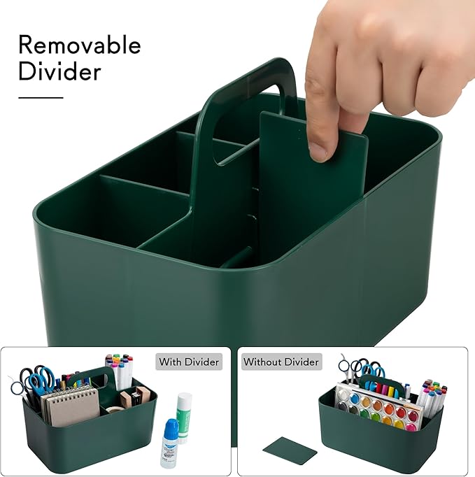 Tiawudi Multipurpose Caddy Organizer, Plastic Caddy with Handle, Stackable Desk Organizer for Stationery, Marker and Pencil, Office Supplies Organizer, Dorm Caddy