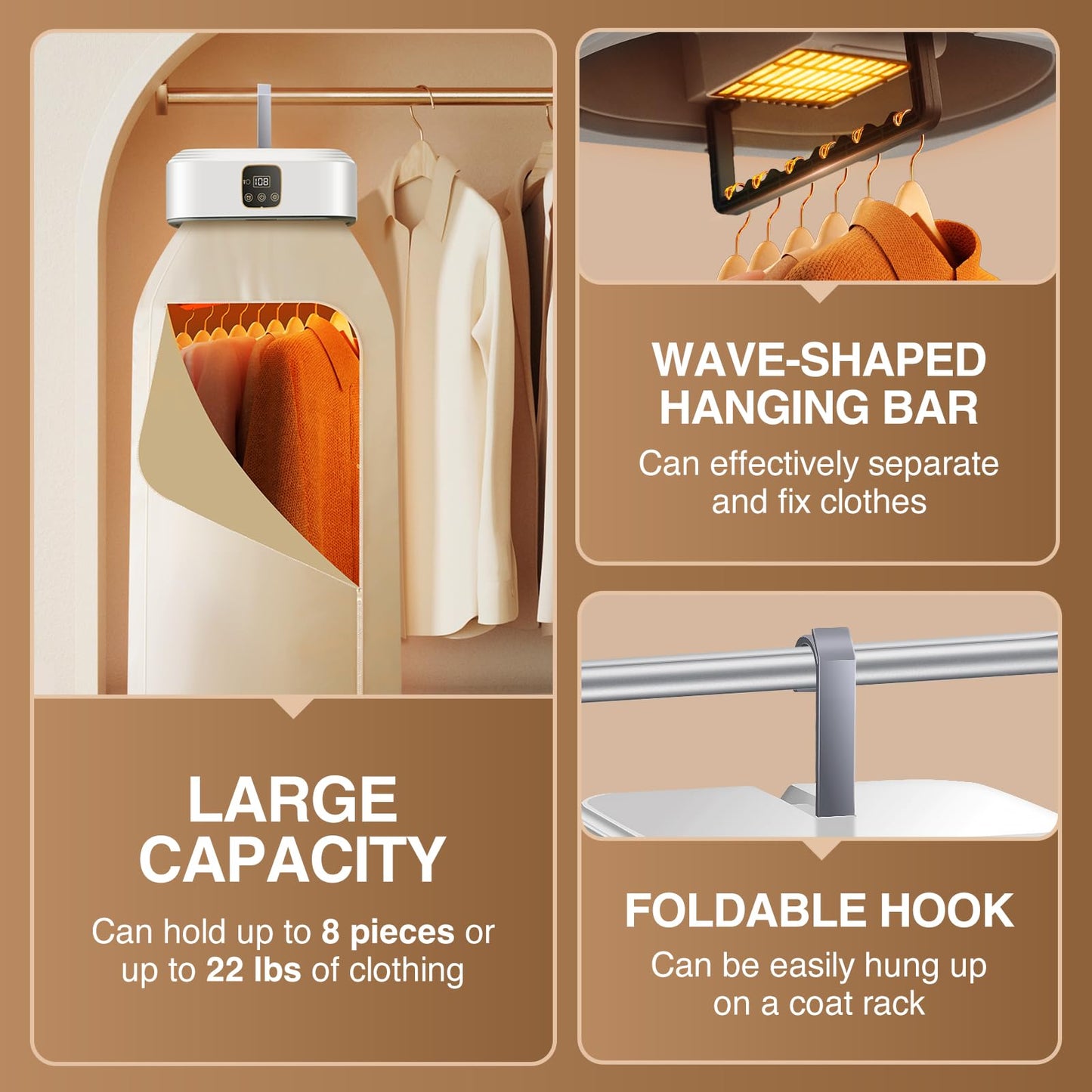 HavRixor Portable Clothes Dryer, Mini Dryers for Laundry, Small Foldable Electric Compact Drying Machine for Travel,RV, Home and Apartment, with Remote Control and Dry Bag