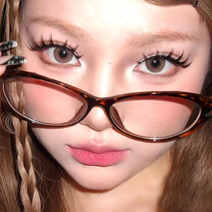 Manga Lashes Strip Eyelashes Natural Anime Fake Eyelashes Wispy Doll Eye Lashes 9 Pairs Spiky Cosplay Dark False Eyelashes with Clear Bands Manhua Lashes
