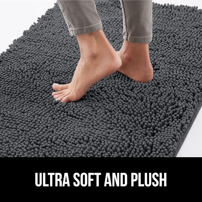 GORILLA GRIP SoakSTOPPER Dog Door Mat, 48x30 Machine Washable Rug Absorbent Doormat Captures Moisture Mud Dirt, Quick Dry Soft Chenille Entryway Rugs Indoor Entrance Mats for Dog Paws, Charcoal