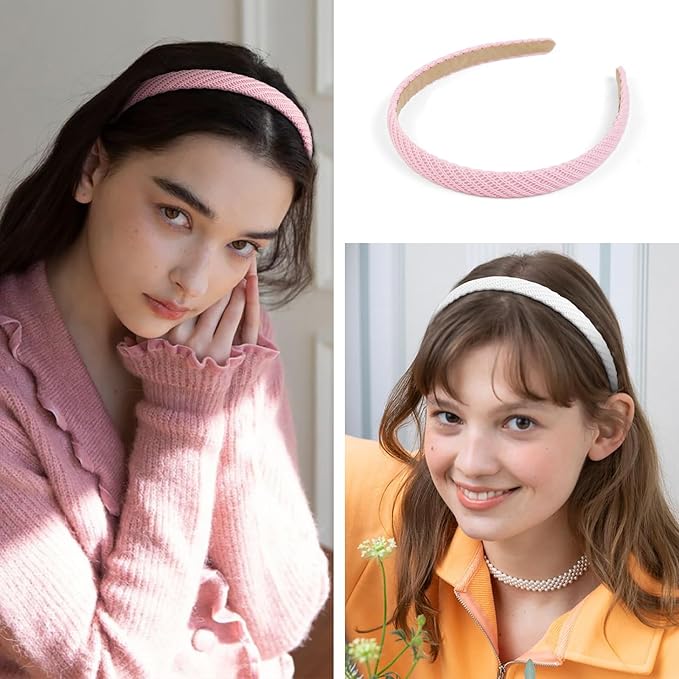 AIBFRID Headbands for Women Non Slip Thin Knitted Hairbands Trendy Headband for Women's Hair Cute Solid Colors Fashion Hair Accessories 4 PCS